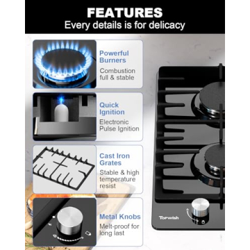 TOPWISH 2 Burner Propane Cooktop - 12 Inch Gas Stove