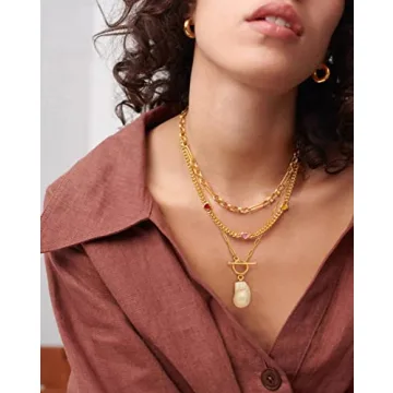 Elegant Gold Paperclip Chain Necklace with Pearl Pendant