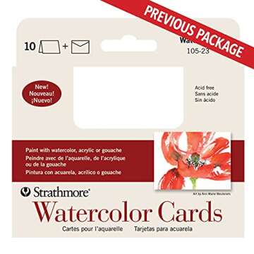 Strathmore Watercolor Cards, Announcement Size, 3.5x4.875 inches, 10 Pack, Envelopes Included - Custom Greeting Cards for Weddings, Events, Birthdays