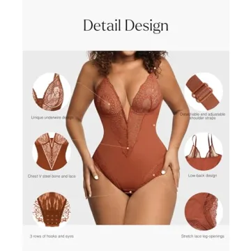 Popilush Lace Bodysuit for Women Tummy Control Shapewear