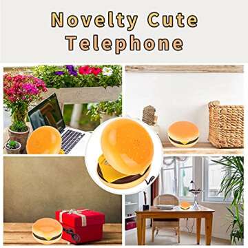 ASHATA Landline Phone,Novelty Cute Emulational Hamburger Telephone Wire Landline Telephone for Home ...