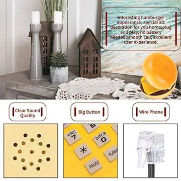 Cute Hamburger Landline Phone for Home & Office