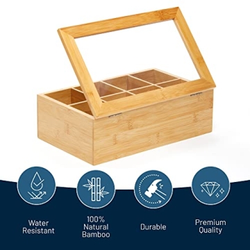 RoyalHouse Bamboo Tea Storage Organizer - Eco-Friendly Tea Box