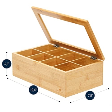 RoyalHouse Bamboo Tea Storage Organizer - Eco-Friendly Tea Box