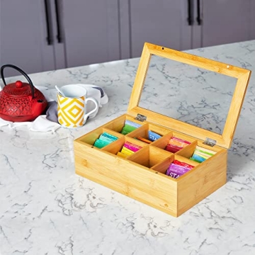 RoyalHouse Bamboo Tea Storage Organizer - Eco-Friendly Tea Box