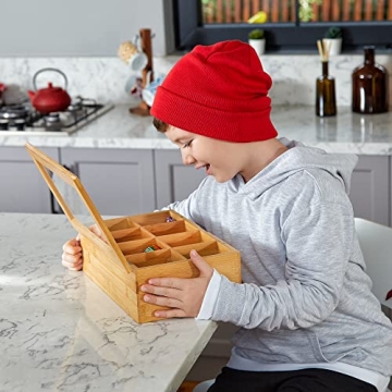 RoyalHouse Bamboo Tea Storage Organizer - Eco-Friendly Tea Box