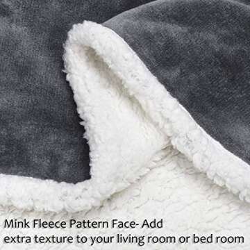 Sherpa Blanket Plush Throw Blanket Size 50" x 60" Bedding Fleece Reversible Blanket for Bed and Couch, Super Soft Comfy Warm Fuzzy TV Blanket