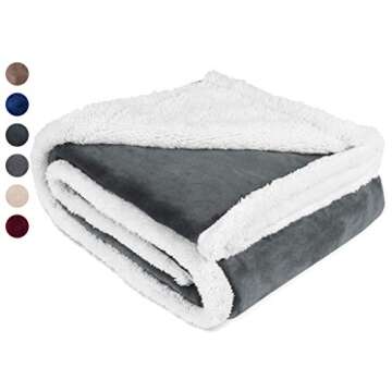Sherpa Blanket Plush Throw Blanket Size 50" x 60" Bedding Fleece Reversible Blanket for Bed and Couch, Super Soft Comfy Warm Fuzzy TV Blanket