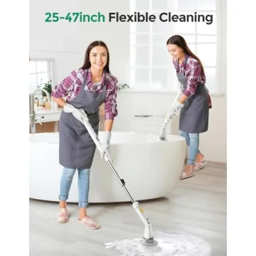 kHelfer Electric Spin Scrubber Kh8, 2024 Upgrade Cordless Shower Scrubber 8 Replacement Head, 1.5H Bathroom Scrubber Dual Speed, Shower Cleaning Brush with Extension Arm for Bathtub Tile Floor