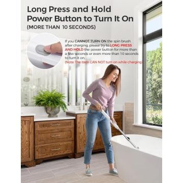 kHelfer Electric Spin Scrubber Kh8, 2024 Upgrade Cordless Shower Scrubber 8 Replacement Head, 1.5H Bathroom Scrubber Dual Speed, Shower Cleaning Brush with Extension Arm for Bathtub Tile Floor