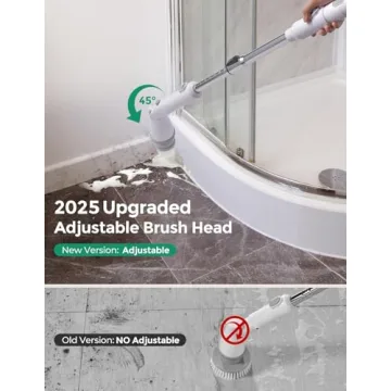 kHelfer Electric Spin Scrubber Kh8, 2024 Upgrade Cordless Shower Scrubber 8 Replacement Head, 1.5H Bathroom Scrubber Dual Speed, Shower Cleaning Brush with Extension Arm for Bathtub Tile Floor