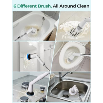 kHelfer Electric Spin Scrubber Kh8, 2024 Upgrade Cordless Shower Scrubber 8 Replacement Head, 1.5H Bathroom Scrubber Dual Speed, Shower Cleaning Brush with Extension Arm for Bathtub Tile Floor