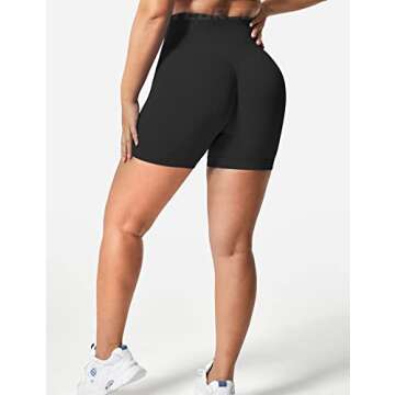 YEOREO Women Seamless Scrunch Workout Shorts High Waisted Booty Lifting Gym Yoga Shorts Black S