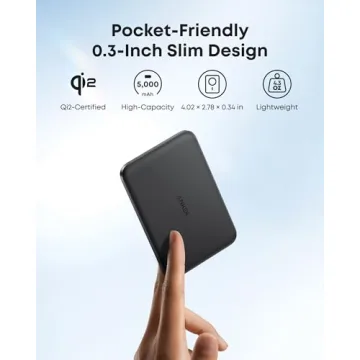 Anker Nano Power Bank, Ultra-Slim 5,000mAh Magnetic Battery Pack, Qi2 Certified 15W Max Ultra-Fast MagSafe-Compatible Portable Charger, Ergonomic Design, for iPhone 16/15/14/13/12 Series Only