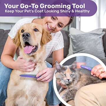 Hertzko Pet Combs - Ideal for Dogs and Cats - Removes Tangles & Loose Fur