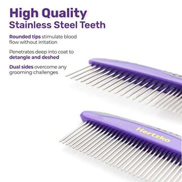 Hertzko Pet Combs for Dogs & Cats - Dual-Sided Design