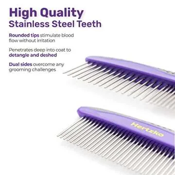 Hertzko Pet Combs for Dogs & Cats - Dual-Sided Design