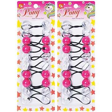 20 Pcs Hair Ties 20mm Ball Bubble Ponytail Holders Colorful Clear Assorted Elastic Accessories for Kids Children Girls Women All Ages (Clear/Pink Assorted)