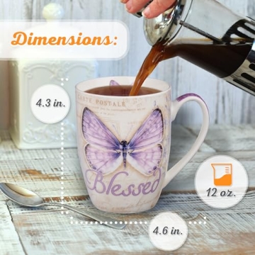 Inspirational 12 oz Butterfly Ceramic Coffee Mug