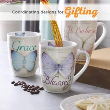 Inspirational 12 oz Butterfly Ceramic Coffee Mug