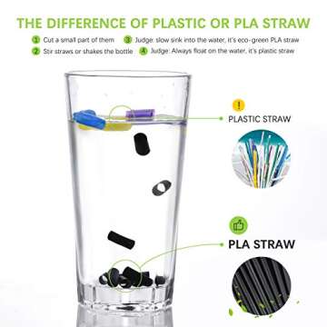 Plasticless 100 Pcs PLA Disposable Drinking Straws Corn Plant Based Biodegradable Straws, BPA Free C...