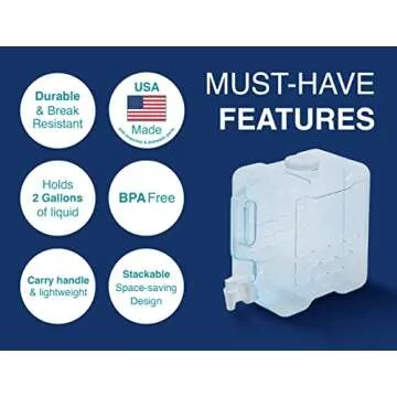 Arrow Home Products 2 Gallon Drink Dispenser for Fridge - Plastic Beverage Dispenser with Spigot for Easy Dispensing - BPA Free Plastic - Convenient Handle, Easy-Pour Spout