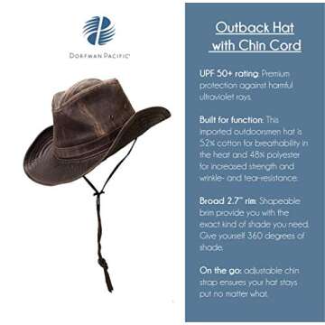 Dorfman Pacific Men's Band Binding Hat,Brown,X-Large