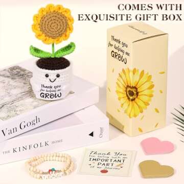 Heartfelt Handmade Crochet Sunflower Pot Set for Teachers