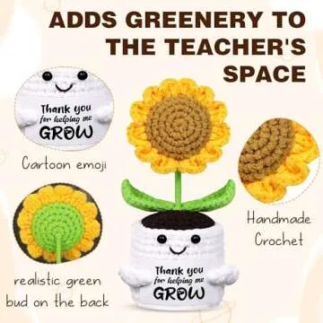 Handmade Crochet Sunflower Pot Set for Teacher Appreciation