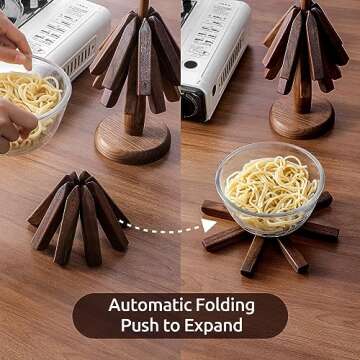 SOOQOO Wooden Trivets for Hot Dishes Tree Shape Trivet Set Coaster for Teapot Hot Pots (Black Walnut)