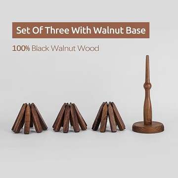 SOOQOO Wooden Trivets for Hot Dishes Tree Shape Trivet Set Coaster for Teapot Hot Pots (Black Walnut)