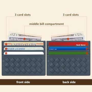 Unaone Slim Minimalist Wallet - Credit Card Holder, Leather Front Pocket Wallet Card Case for Men & Women, Blue