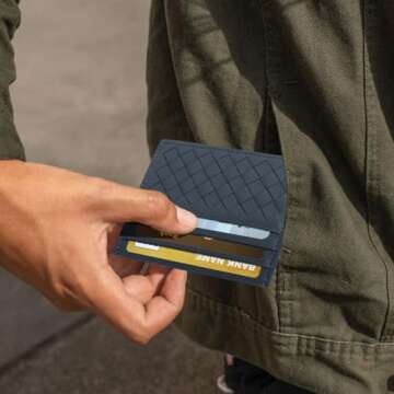 Unaone Slim Minimalist Wallet - Credit Card Holder, Leather Front Pocket Wallet Card Case for Men & Women, Blue