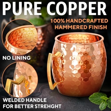 Benicci Moscow Mule Copper Mugs - Set of 4 Handcrafted