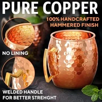 Benicci Moscow Mule Copper Mugs - Set of 4 Handcrafted