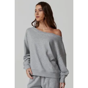 QINSEN Women's Oversized Off Shoulder Sweatshirt Soft Stylish