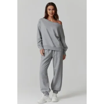 QINSEN Women's Oversized Off Shoulder Sweatshirt Soft Stylish