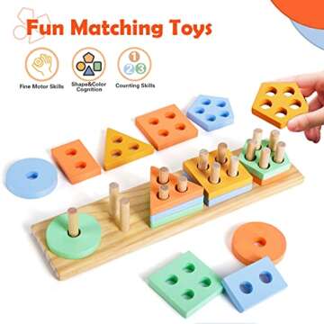 EDUJOY Wooden Shape Sorter Educational Toy for Toddlers