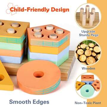 EDUJOY Wooden Shape Sorter Educational Toy for Toddlers
