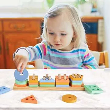 EDUJOY Wooden Shape Sorter Educational Toy for Toddlers