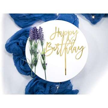 LS Designs Happy Birthday Cake Topper Acrylic Large Cake Topper 7 3/4 inches x 6 1/2 inches Full Acr...