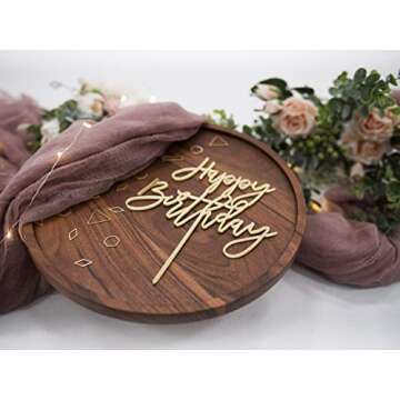 LS Designs Happy Birthday Cake Topper Acrylic Large Cake Topper 7 3/4 inches x 6 1/2 inches Full Acrylic Birthday Cake Birthday Cupcake Party Decoration Versatile Cake Topper (Gold Mirror Acrylic)