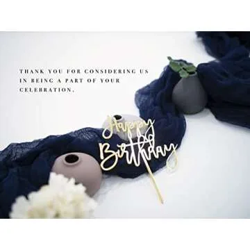 LS Designs Happy Birthday Cake Topper Acrylic Large Cake Topper 7 3/4 inches x 6 1/2 inches Full Acrylic Birthday Cake Birthday Cupcake Party Decoration Versatile Cake Topper (Gold Mirror Acrylic)