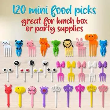GET FRESH Animal Food Picks for Kids - 120 pcs Set Animal Bento Deco Set for Kids Lunch Box Decoration - Mini Bento Deco Children Toddler Toothpicks - Reusable Baby Shower Tothpicks for Kids
