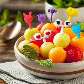 GET FRESH Animal Food Picks for Kids - 120 pcs Set Animal Bento Deco Set for Kids Lunch Box Decoration - Mini Bento Deco Children Toddler Toothpicks - Reusable Baby Shower Tothpicks for Kids