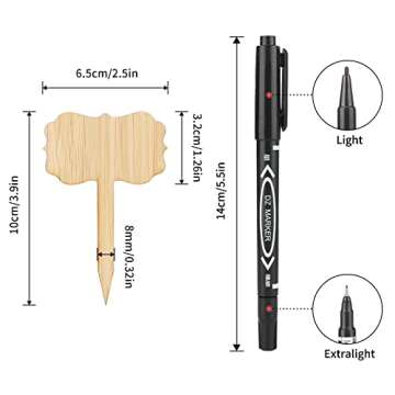 KINGLAKE GARDEN Bamboo Plant Labels,60PCS Plant Tags Markers,Garden Markers,Wooden Plant Sign for Se...
