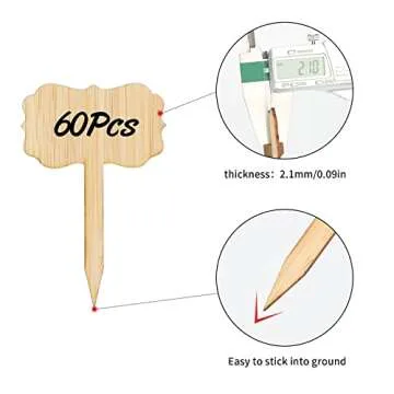 KINGLAKE Bamboo Plant Labels - 60 Eco-Friendly Garden Markers
