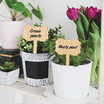 KINGLAKE GARDEN Bamboo Plant Labels,60PCS Plant Tags Markers,Garden Markers,Wooden Plant Sign for Seedlings,Vegetable Seedling Label Plant Name Sign for Garden Potted Plants