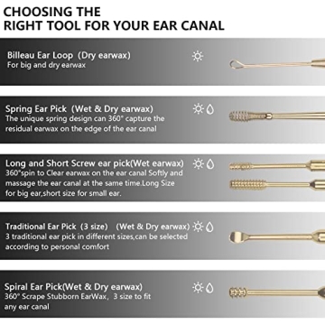 Hion 6 Pcs Professional Ear Wax Removal Kit - Stainless Steel Ear Cleaners