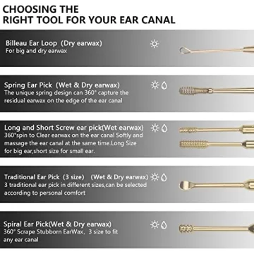 Hion 6 Pcs Professional Ear Wax Removal Kit - Stainless Steel Ear Cleaners